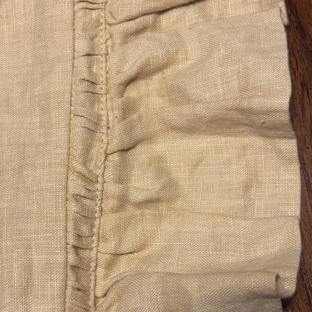 Pottery Barn Euro Sham 26x26 Natural Beige 100% Linen Ruffle Flange Pillow Cover